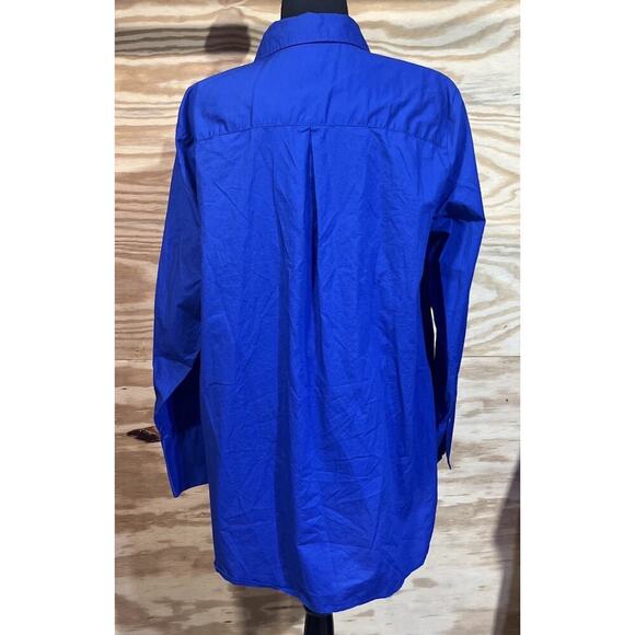 Talbots Plus Cotton Button Up Down Top Size 1X Royal Blue Office Mature Capsule - Picture 2 of 9